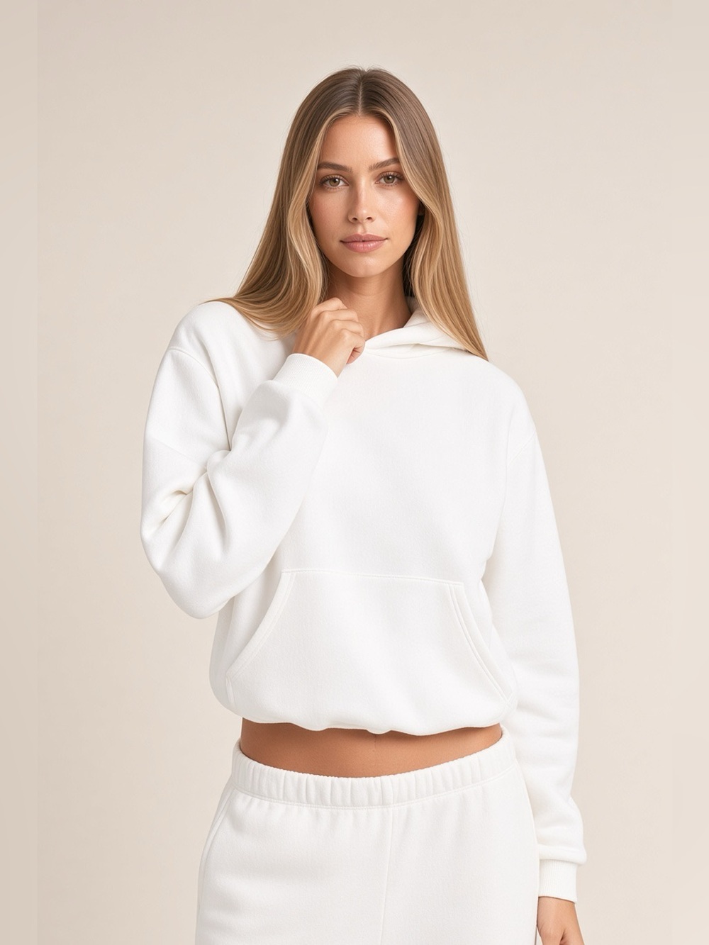 🤍 SKIMS Cotton Fleece Classic Pullover Hoodie | Marble | XS | NWT FLAW 🏷️